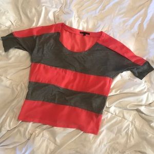 Salmon and Grey Striped Shirt